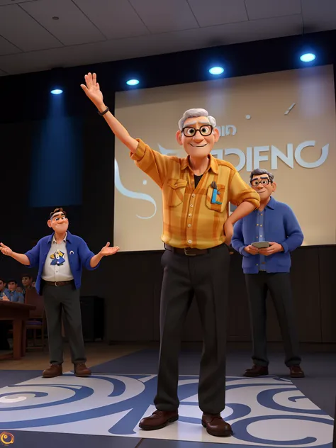 um homem de 63 anos estilo pixar, alta qualidade e melhor qualidade