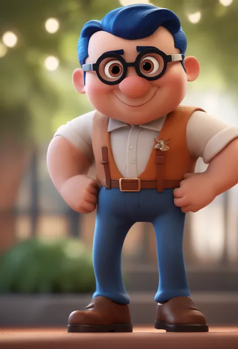 Cartoon character of a man with black glasses and a blue shirt, animation character, Caractere estilizado, animation style rendering, 3D estilizado, Arnold Maya render, 3 d render stylized, toon render keyshot, Personagem 3D, Personagem 3D, 3d rendering st...