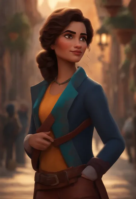 Criar um personagem no estilo pixar dentro de um jaleco. personagem morena