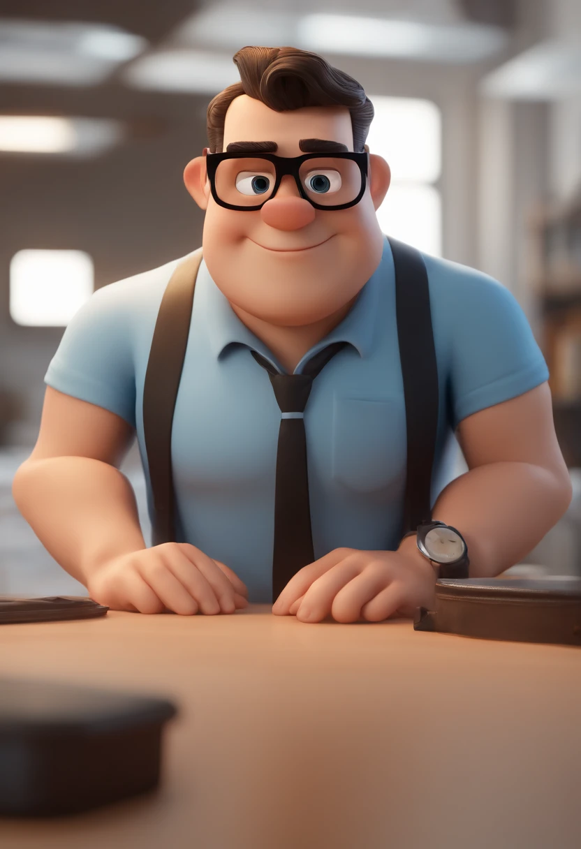 Cartoon character of a man wearing black glasses and a blue shirt, an animated character, stylized character, animation style render, Stylized 3 D, arnold maya render, 3 d render stylized, toon render keyshot, 3d character, 3 d character, stylized 3d rende...