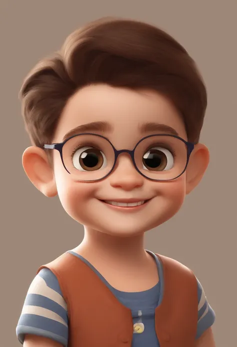 a happy cute kid standing short hair, vestindo um blusa social azul escuro, segurando uma cruz, fundo branco, barnet, Tom, Estilo Pixar, ....3d, desenhos animados, rosto detalhado, asymmetrical 16k