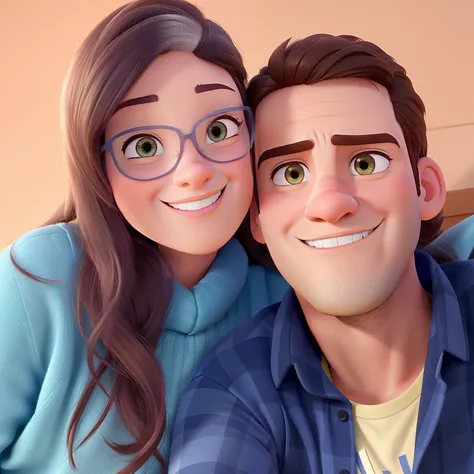 casal homem e mulher no estilo Disney Pixar, alta qualidade, melhor qualidade