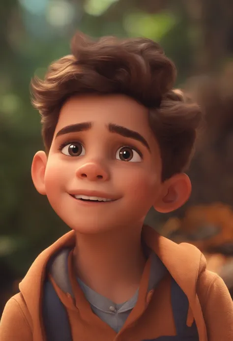 Image of a boy for a story in a YouTube video in Pixar format, Hes the little allabester, Hes the class leader, Hes outgoing, Playful and gets up for a lot of things, cabelo curto