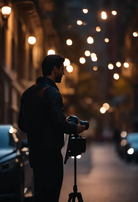 Guy long black hair with a camera in the street  (Estilo Pixar) (master part:1.2) (Bokeh) (best quality) (pele detalhada) (textura detalhada) (8k) (argila) (Cinematic lighting) (foco nítido