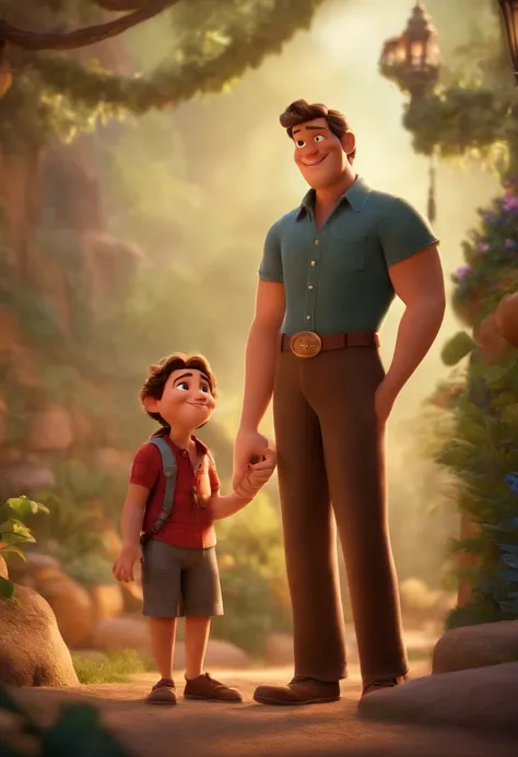 Um homem sorrindo estilo Disney Pixar, alta qualidade, melhor qualidade sonoplasta