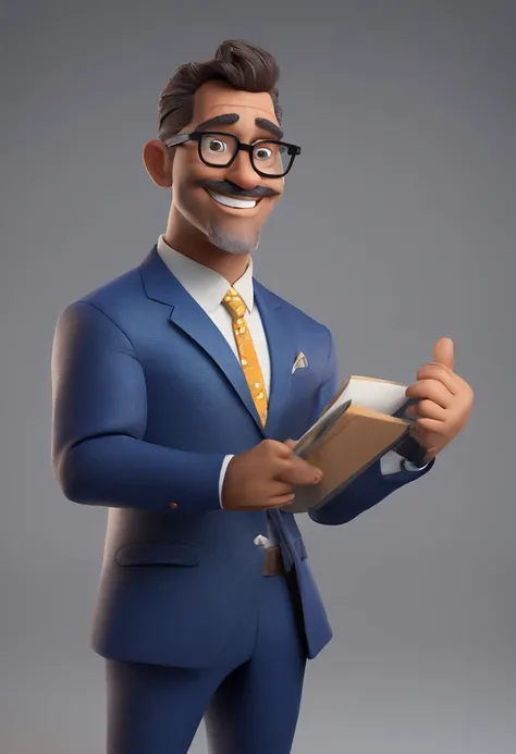 Cartoon character of a man with black glasses and a blue shirt, animation character, Caractere estilizado, animation style rendering, 3D estilizado, Arnold Maya render, 3 d render stylized, toon render keyshot, Personagem 3D, Personagem 3D, 3d rendering st...