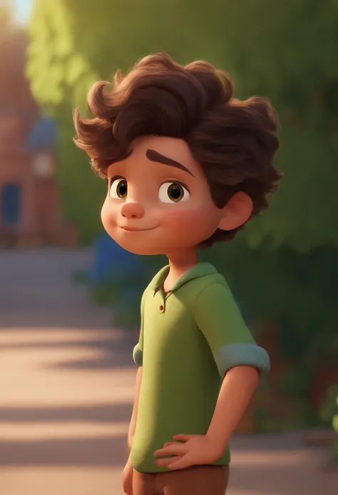 Image of a boy for a story in a YouTube video in Pixar format, Hes the little allabester, Hes the class leader, Hes outgoing, Playful and gets up for a lot of things, cabelo curto