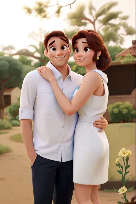 Um casal estilo Disney pixar, alta qualidade, melhor qualidade