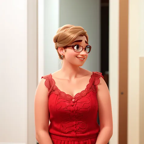 A woman with glasses in Disney Pixar style, high quality, best quality