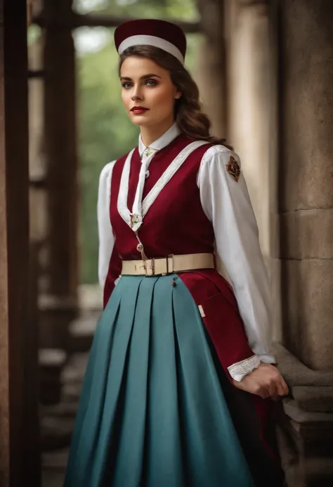 woman wearing female uniform with skirt europe school