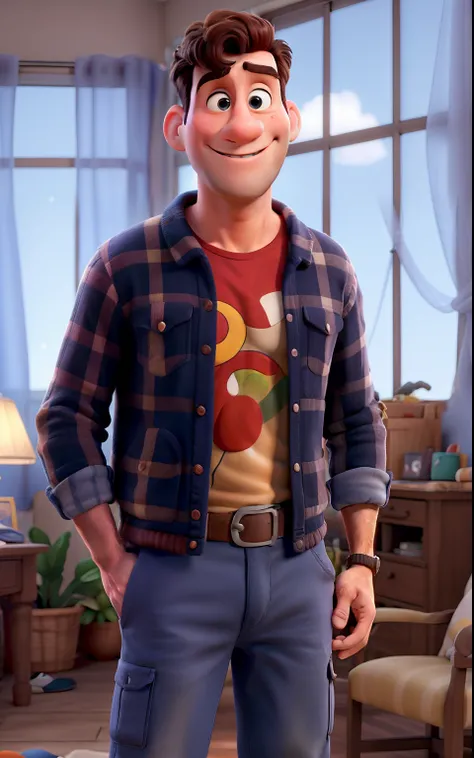 Um homem de 30 anos, estilo disney pixar, em alta qualidade, melhor qualidade