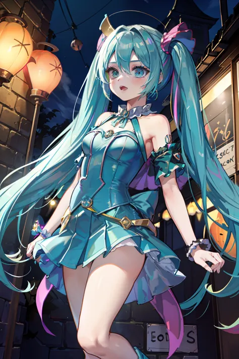 hatsune miku coustoms dark magician gils, hermosa y joven hatsune miku disfrazada de dark magician gils, cabello aqua extralargo...