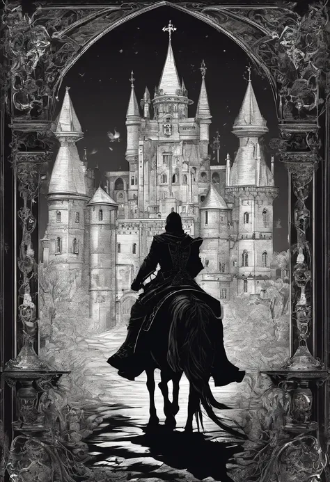 A knight riding towards a castle