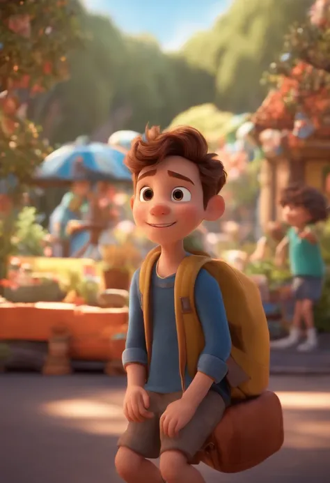 Image of a boy for a story in a YouTube video in Pixar format, Hes the little allabester, Hes the class leader, Hes outgoing, Playful and gets up for a lot of things