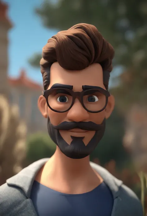 Personnage de dessin animé d’un homme portant des lunettes noires et une chemise bleue, Un personnage animé, Caractère stylisé, Rendu de style d’animation, 3D stylisée, Rendu Arnold Maya, Rendu 3D stylisé, Toon Render Keyshot, Caractère 3D, Caractère 3D, R...