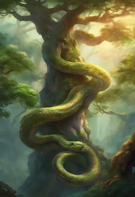 snake coiled around a tree branch