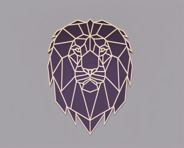 a close up of a purple and white lion head on a gray background, lion head, half lion, lion icon, lion, low poly art, low poly, paper craft low poly, third lion head, low-poly, low - poly, polygon art, polygonal art, low polygon, low poly style, low-poly d...