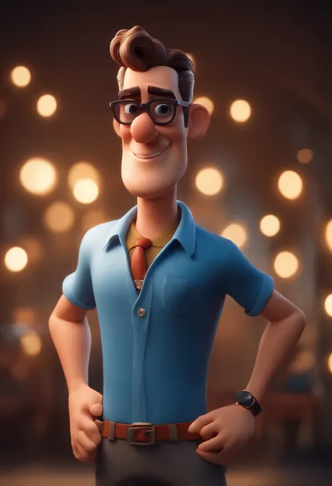 Cartoon character of a man wearing sunglasses and a blue shirt, Um personagem animado, Caractere estilizado, animation style rendering, 3D estilizado, Rendu Arnaldo Maya, 3d rendering stylized, toon render keyshot, Personagem 3D, Personagem 3D, 3d renderin...