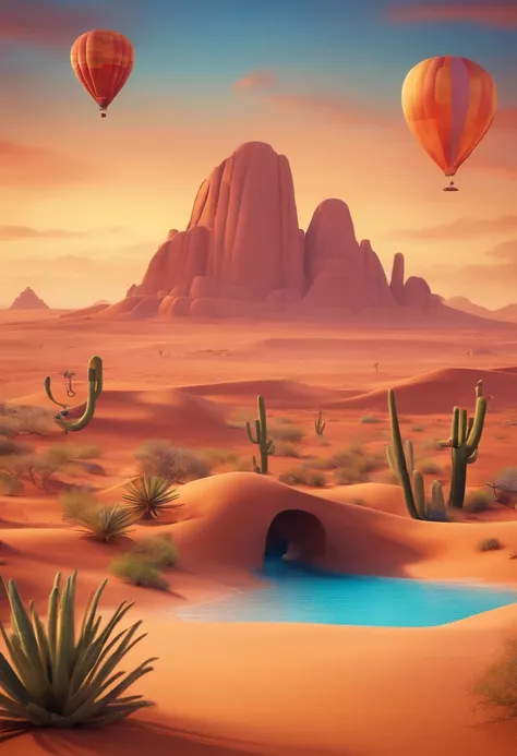 Desenho estilo 3D Pixar plano de fundo de festa no deserto