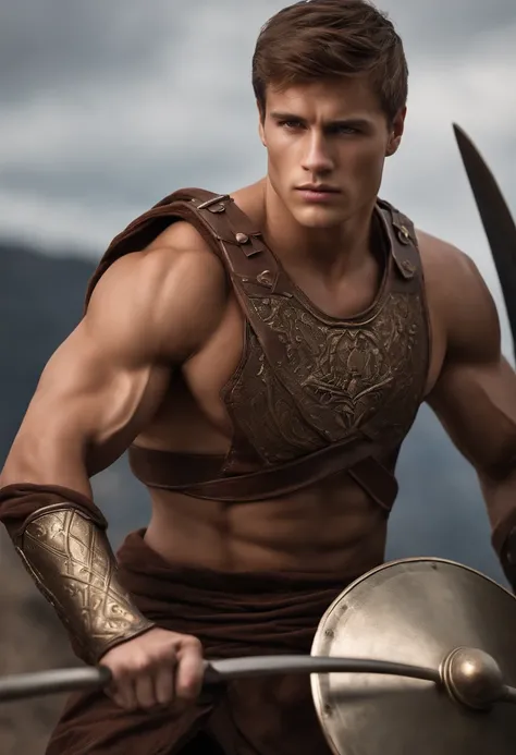 Masterpiece, two insanely handsome muscular young east european spartan warriors, masculine, tall, strong, teen, white background, well endowed, (high detail:1 1), rough face, natural skin, high quality, beautiful eyes, (detailed face and eyes), (face: 1 2...