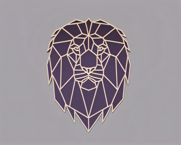 a close up of a purple and white lion head on a gray background, lion head, half lion, lion icon, lion, low poly art, low poly, paper craft low poly, third lion head, low-poly, low - poly, polygon art, polygonal art, low polygon, low poly style, low-poly d...