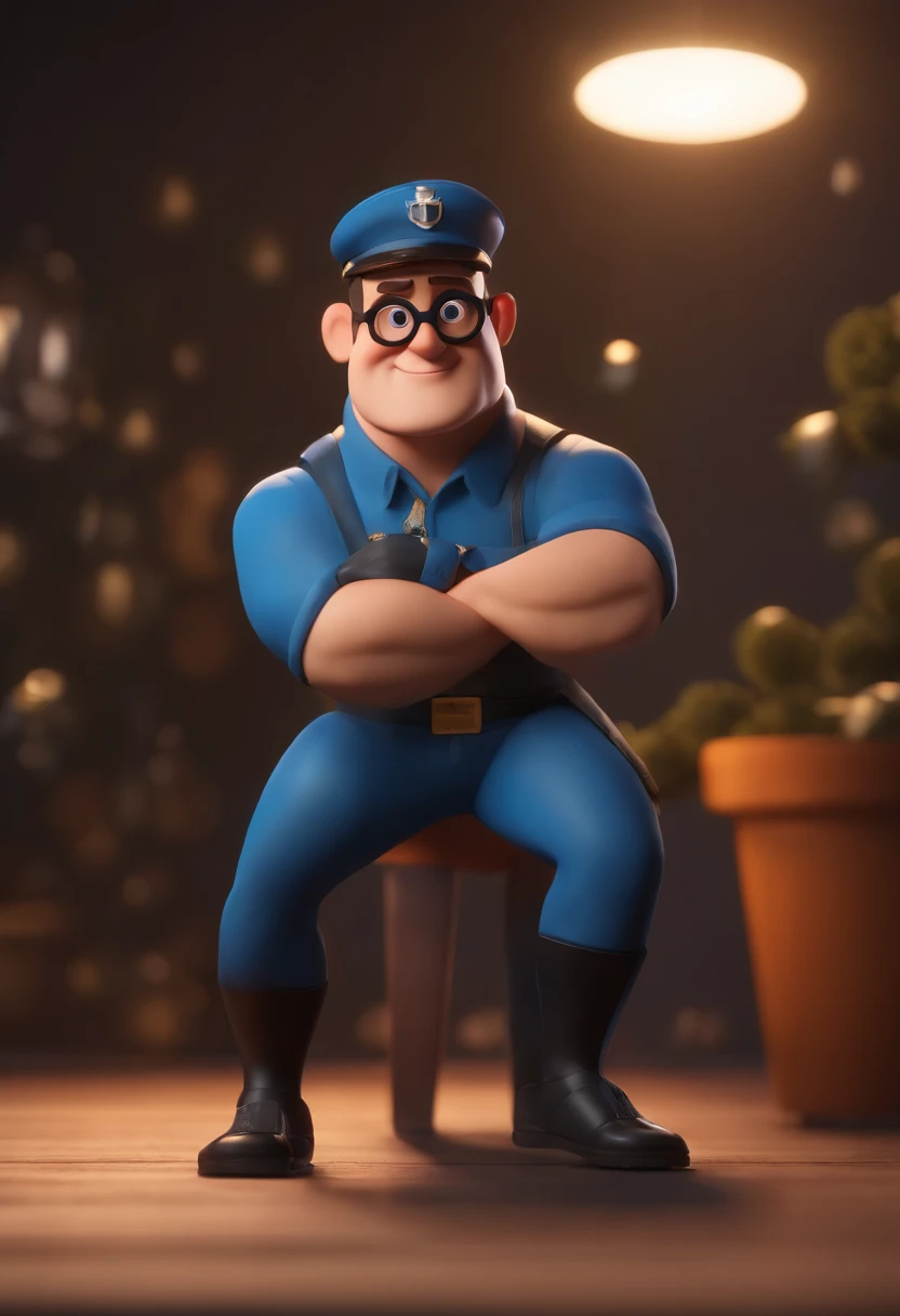 Cartoon character of a man wearing black glasses and a blue shirt, um personagem animado, Caractere estilizado, animation style rendering, 3D estilizado, Arnold Maya render, 3 d render stylized, toon render keyshot, Personagem 3D, Personagem 3D, 3d renderi...