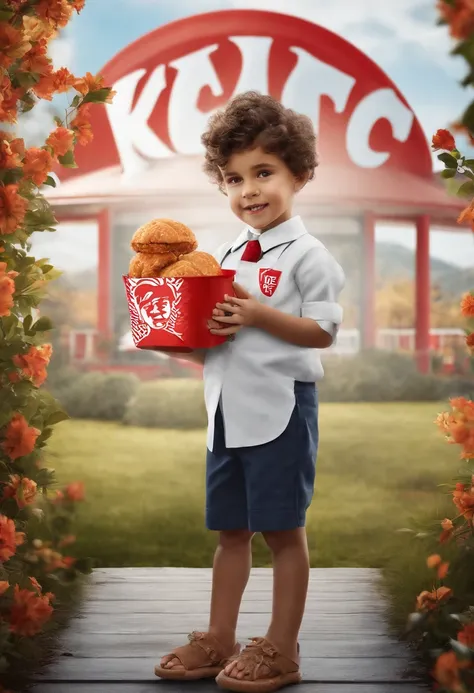 create the KFC logo with a boy, with a boy