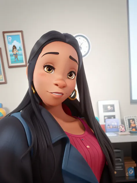 Uma mulher negra estilo Disney pixar, alta qualidade , melhor qualidade.