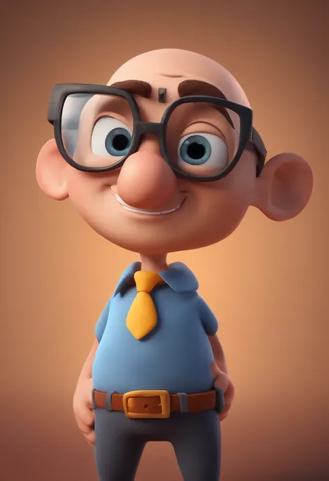 Cartoon character of a man with black glasses and a blue shirt, animation character, Caractere estilizado, animation style rendering, 3D estilizado, Arnold Maya render, 3 d render stylized, toon render keyshot, Personagem 3D, Personagem 3D, 3d rendering st...