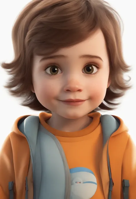 a happy cute kid standing short hair, vestindo uma fantasia espacial, , fundo branco, barnet, Tom, Estilo Pixar, ....3d, desenhos animados, rosto detalhado, asymmetrical 16k