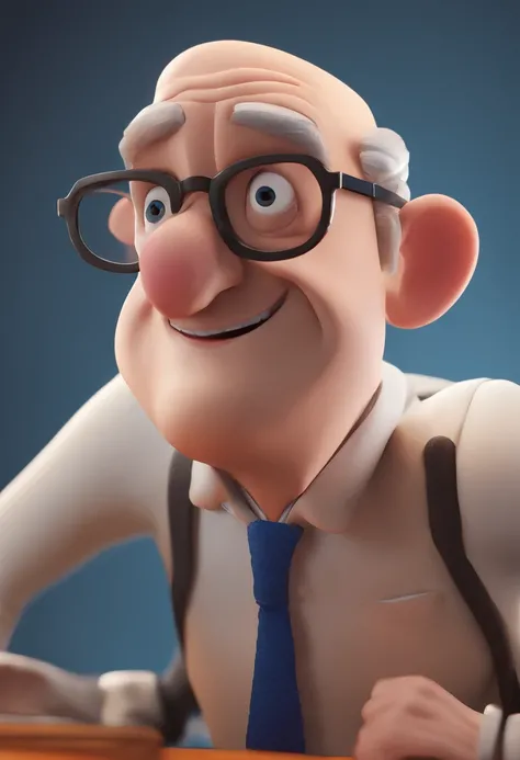 Cartoon character of a man with black glasses and a blue shirt, animation character, Caractere estilizado, animation style rendering, 3D estilizado, Arnold Maya render, 3 d render stylized, toon render keyshot, Personagem 3D, Personagem 3D, 3d rendering st...