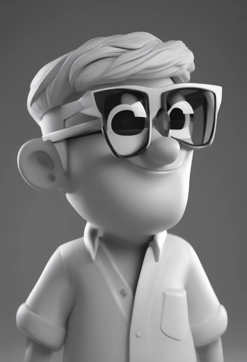 Cartoon character of a man with black glasses, cabelo grisalho e uma camisa azul, animation character, Caractere estilizado, animation style rendering, 3D estilizado, Arnold Maya render, 3 d render stylized, toon render keyshot, Personagem 3D, Personagem 3...