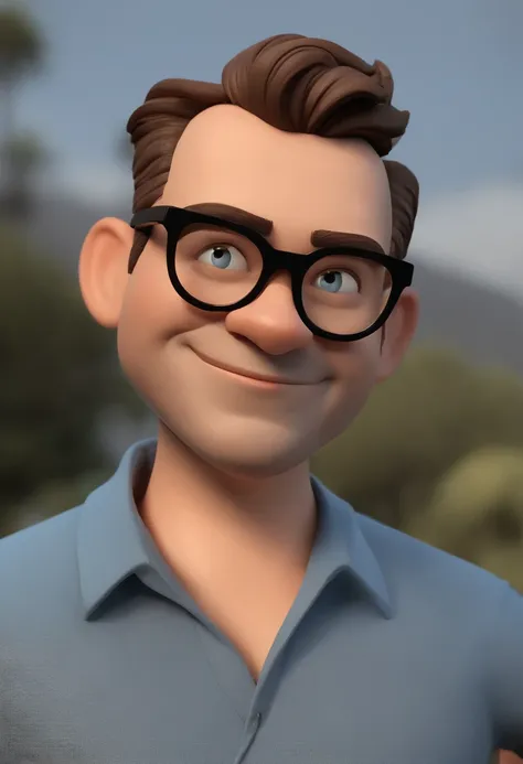 Cartoon character of a man wearing black glasses and a blue shirt, um personagem animado, Caractere estilizado, animation style rendering, 3D estilizado, Arnold Maya render, 3 d render stylized, toon render keyshot, Personagem 3D, Personagem 3D, 3d renderi...