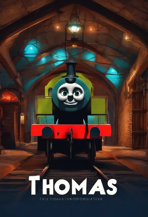 add the Title "Thomas" to the last image created, in the style of pixar movie cover