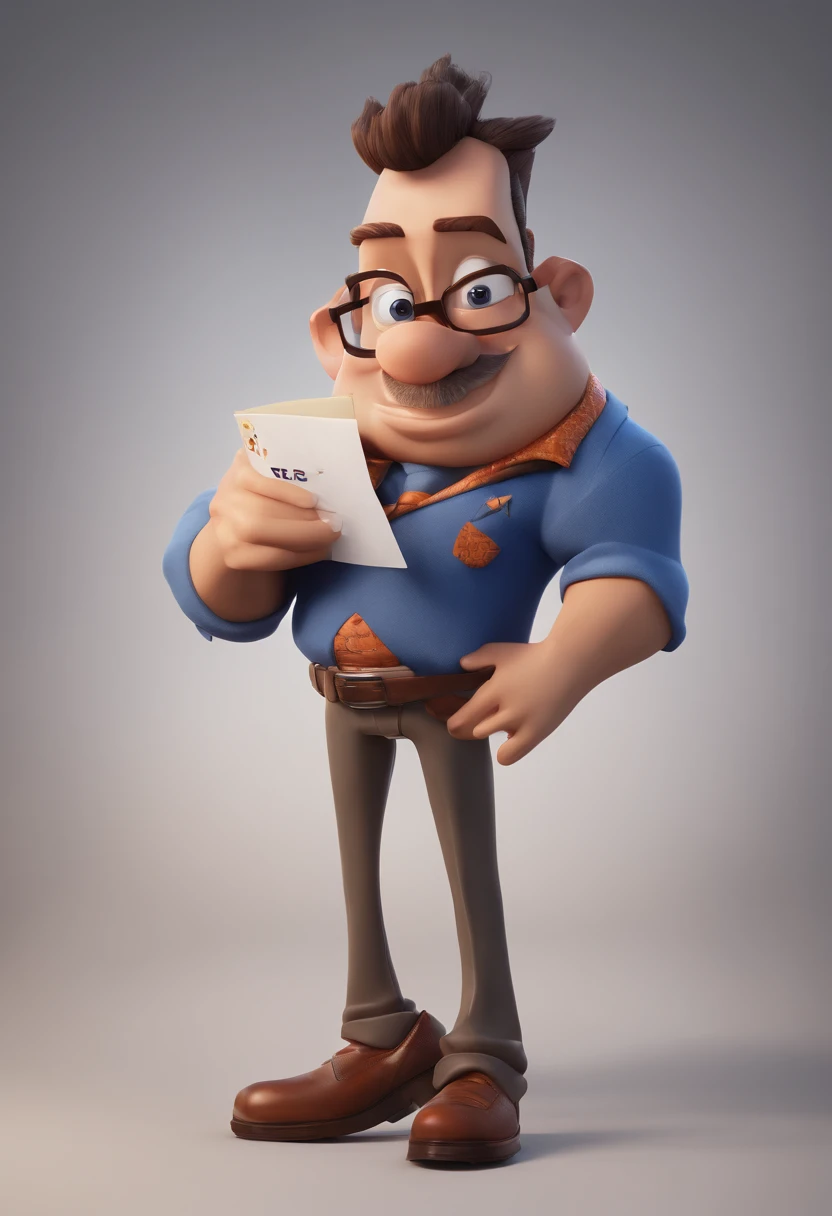 Cartoon character of a man with black glasses and a blue shirt, animation character, Caractere estilizado, animation style rendering, 3D estilizado, Arnold Maya render, 3 d render stylized, toon render keyshot, Personagem 3D, Personagem 3D, 3d rendering st...