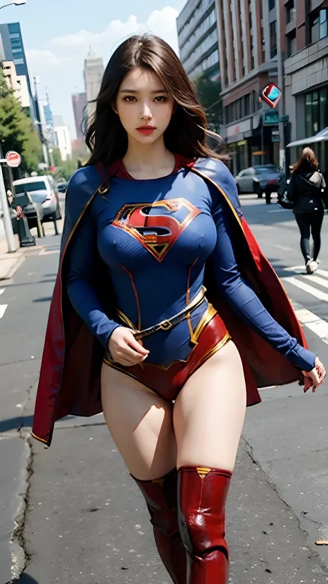 Woman body set big breasts, Supergirl costume dress