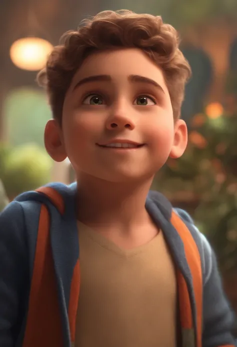 Image of a boy for a story in a YouTube video in Pixar format, Hes the little allabester, Hes the class leader, Hes outgoing, Playful and gets up for a lot of things, cabelo curto