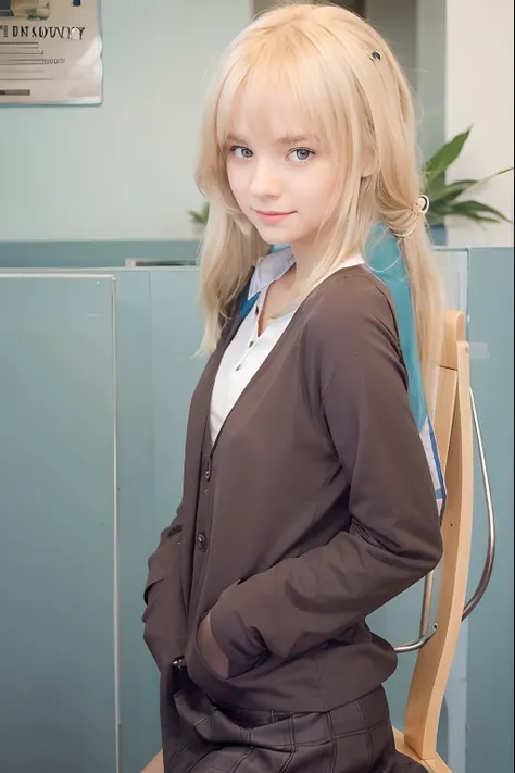 High school girl sitting on chair at library