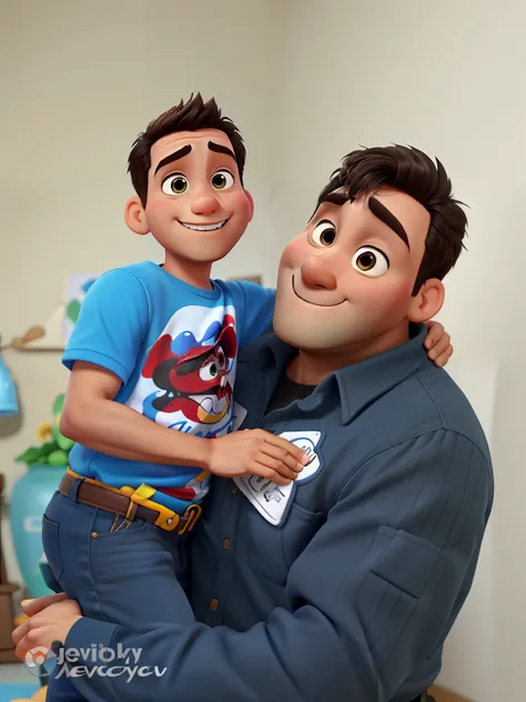 Pai e Filho estilo Disney pixar ,alta qualidade,melhor qualidade