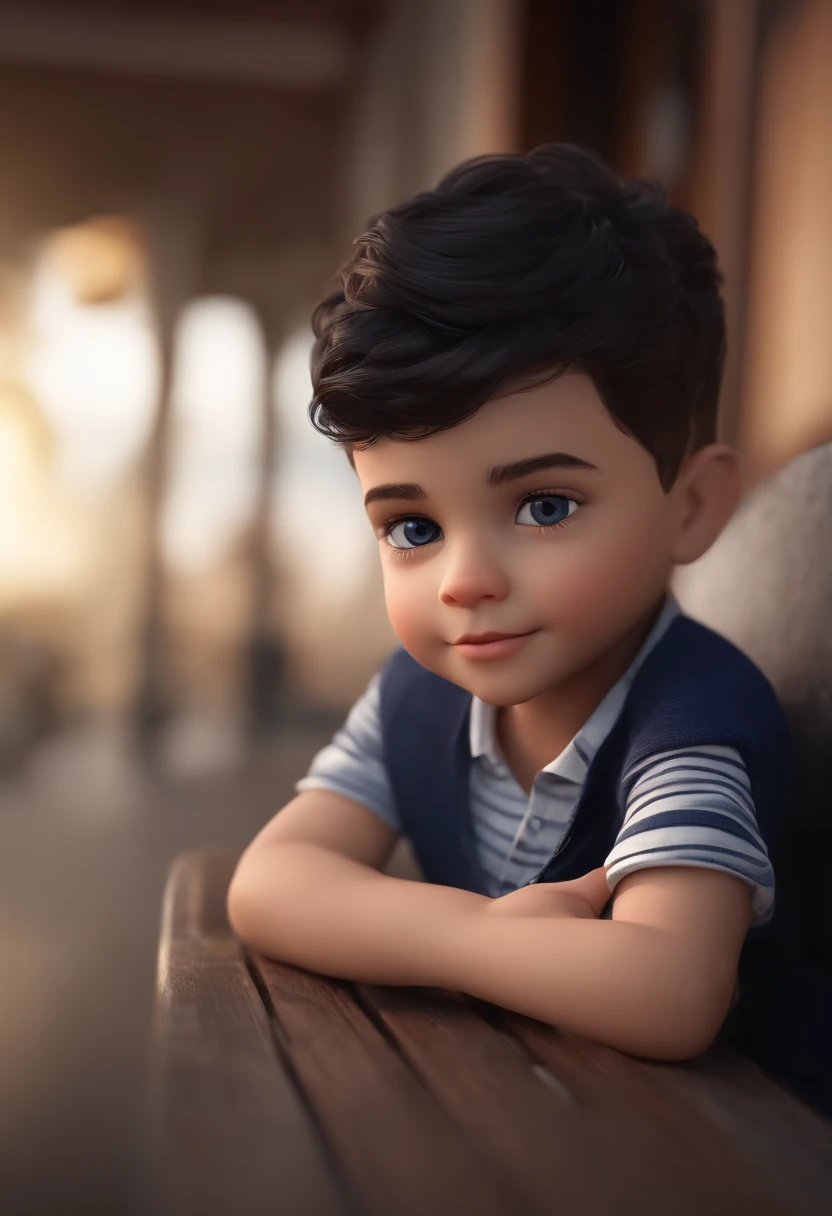 A happy cute boy negro short hair with dark blue boina , vestindo uma camisa branca , , fundo branco, barnet, Tom, Estilo Pixar, ......3d, desenhos animados, rosto detalhado, asymmetrical 16k