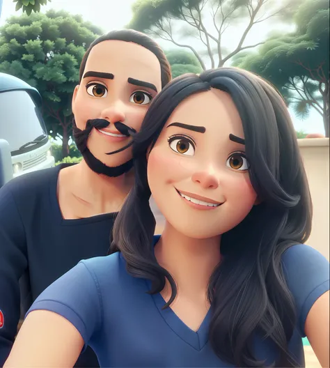 um homem e uma mulher morena no estilo pixar alta qualidade