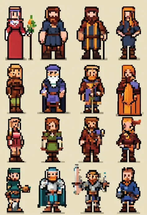 sprites, personagem, medieval , andando