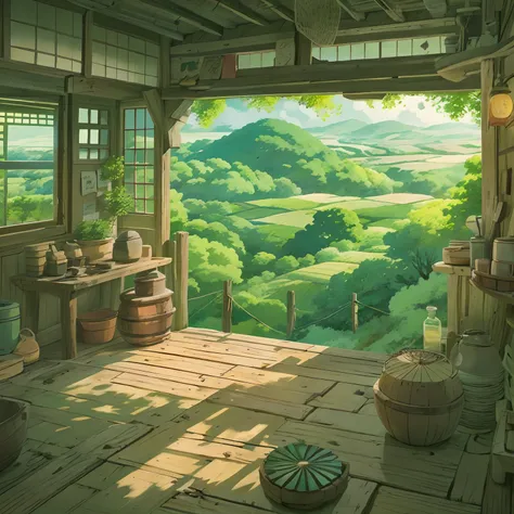 animesque、Background art、Beautiful Landscapes、Deities々Shikai、Natural objects、Studio Ghibli style、You can feel the feel of the brush、countryside view