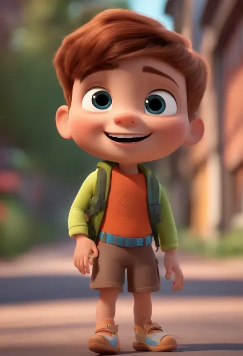 a happy cute kid standing short hair, vestindo uma fantasia espacial, , fundo branco, barnet, Tom, Estilo Pixar, ....3d, desenhos animados, rosto detalhado, asymmetrical 16k