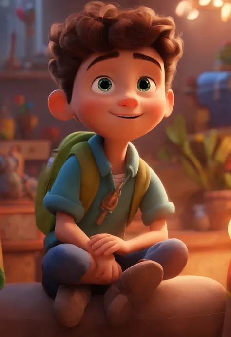 Image of a boy for a story in a YouTube video in Pixar format, Hes the little allabester, Hes the class leader, Hes outgoing, Playful and gets up for a lot of things