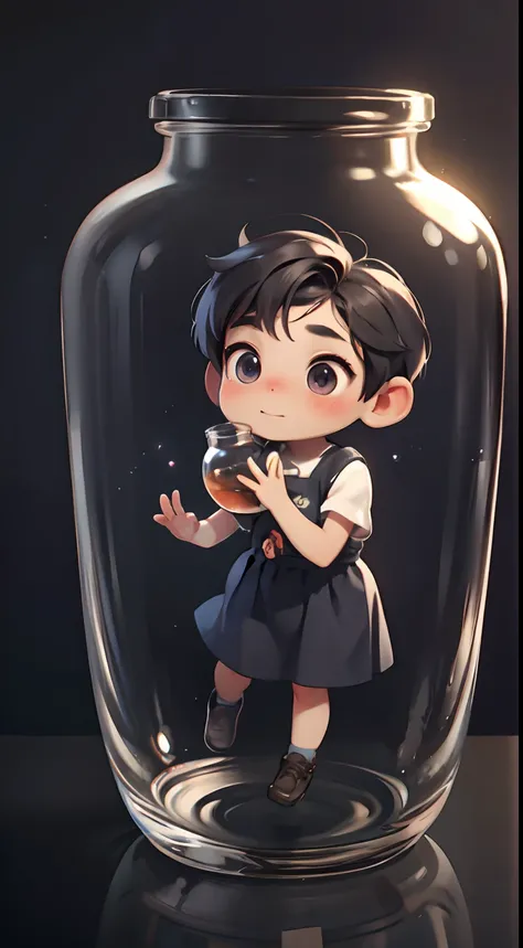 Chibi alien trapped in a jar