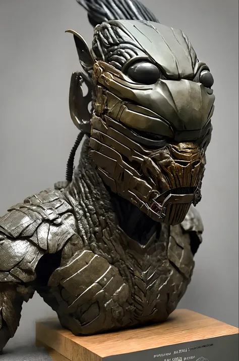 a close up of a predator figure with a large head, a statue by Hiroyuki Tajima, trending on zbrush central, neo-primitivism, predator alien, the predator, predator movie, predator film, apex predator, predator, as atlantean reptilian warriors, from the mov...