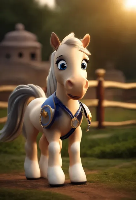 (((Cartoon Character 1.3)))，(((Super cute horse)))，stand posture，A gold medal hangs around his neck，Naughty expression，HD Real，Black eyes，Flying figure，HD picture，Sony SLR lens，Shoot at medium distance，Soft lighting，