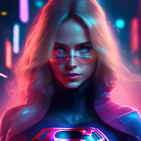 Supergirl Ciborgue (DC), cyberpunk, 8K