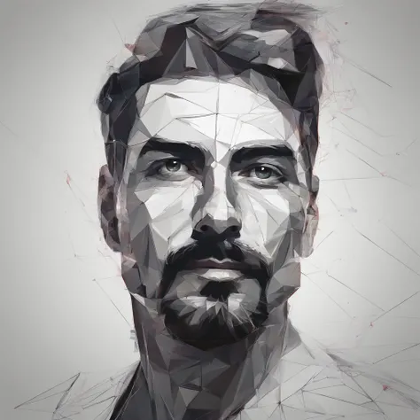 Pintura de um homem com bigode e bigode no rosto, Meia Face, rosto sombrio, arte digital do retrato, Retrato de Chiaroscuro, Autorretrato!!!!, Assista intensamente, portrait symetrical, Meio Retrato, rosto sombreado, Retrato abstrato, Rosto nas sombras, Ho...